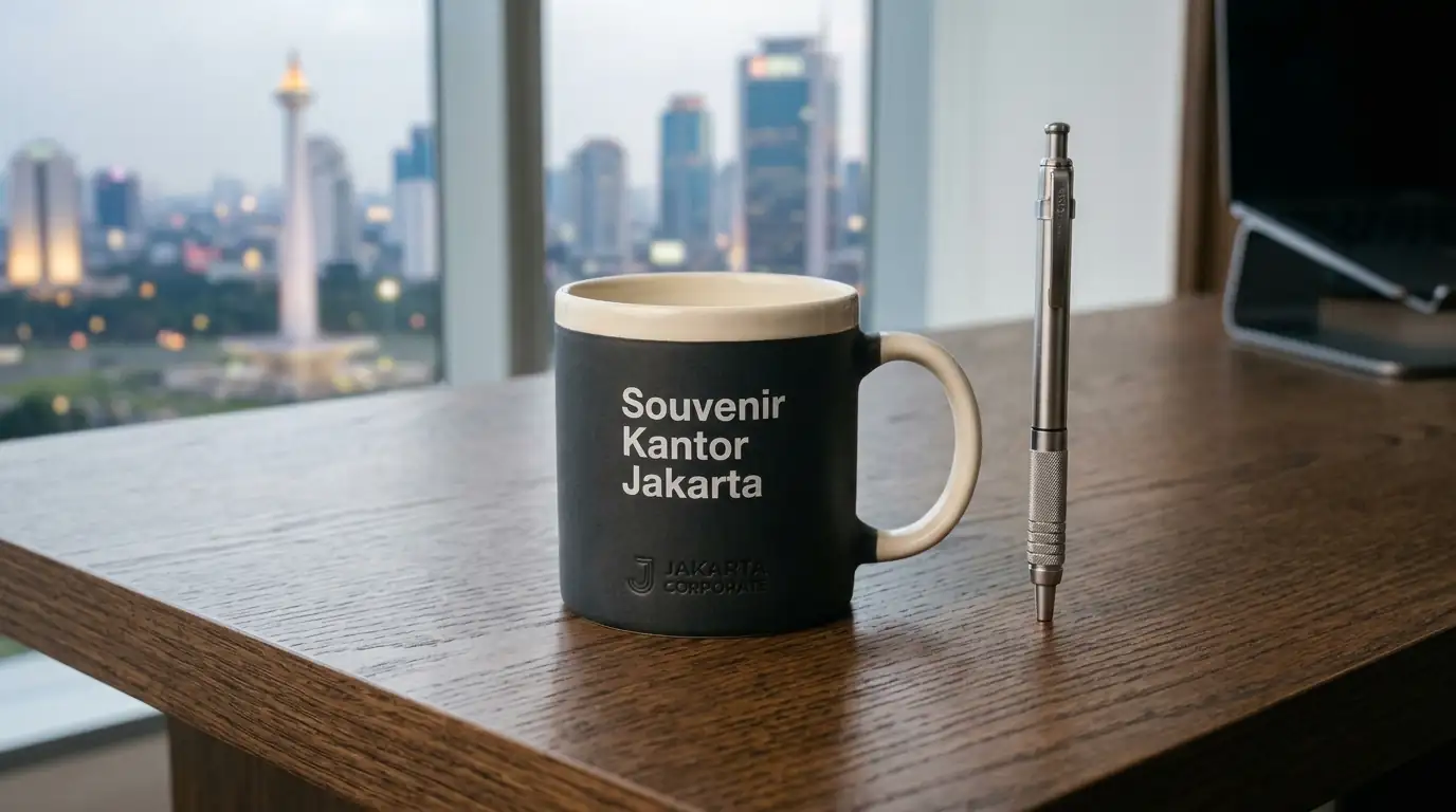 Mug custom perusahaan dengan cetakan logo brand untuk cenderamata kantor