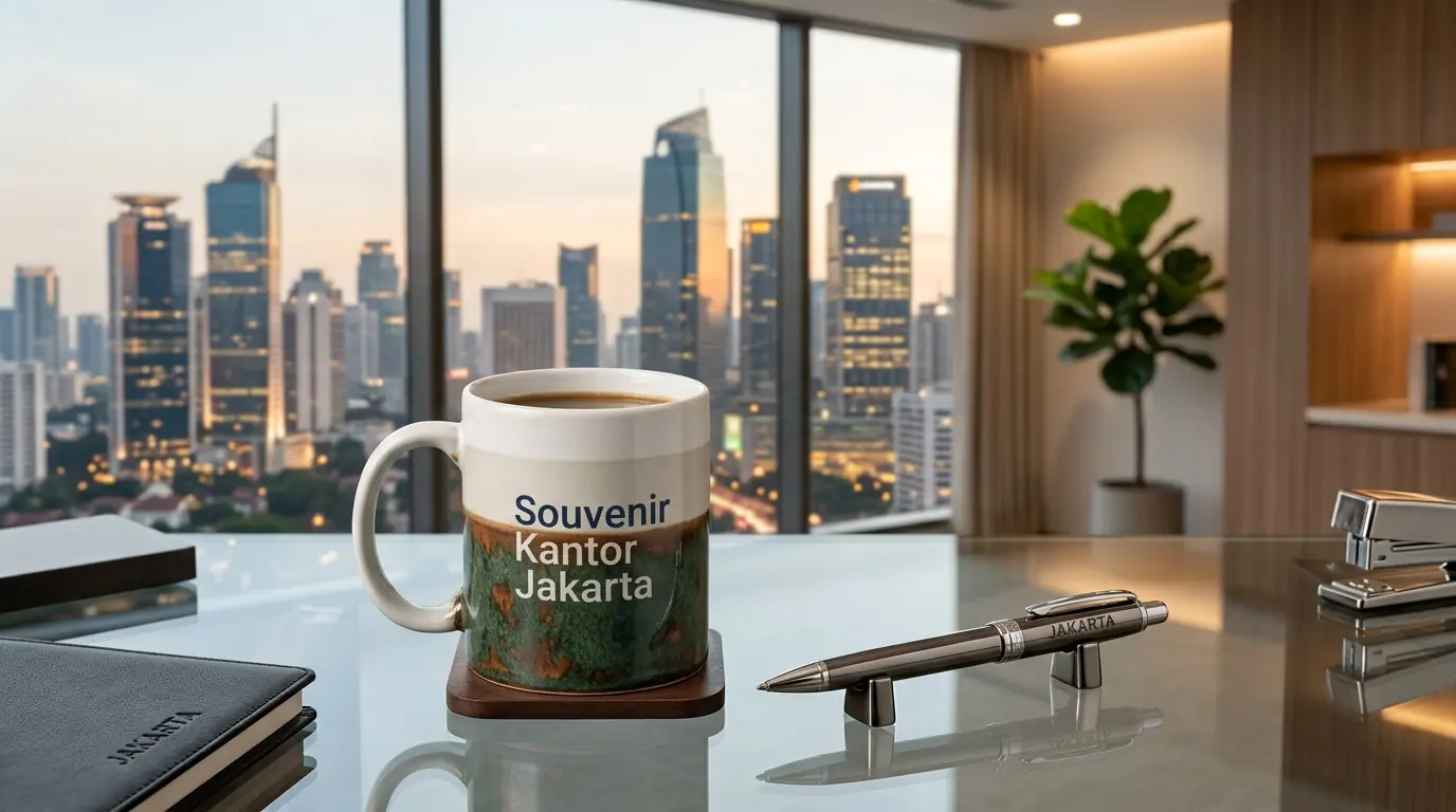 Mug souvenir kantor custom logo untuk cenderamata perusahaan