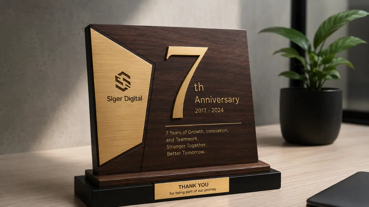 Plakat custom logo untuk anniversary perusahaan