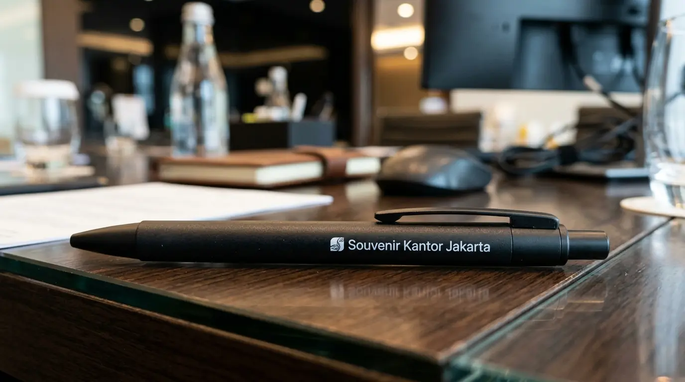 Pulpen promosi perusahaan dengan logo custom tercetak rapi
