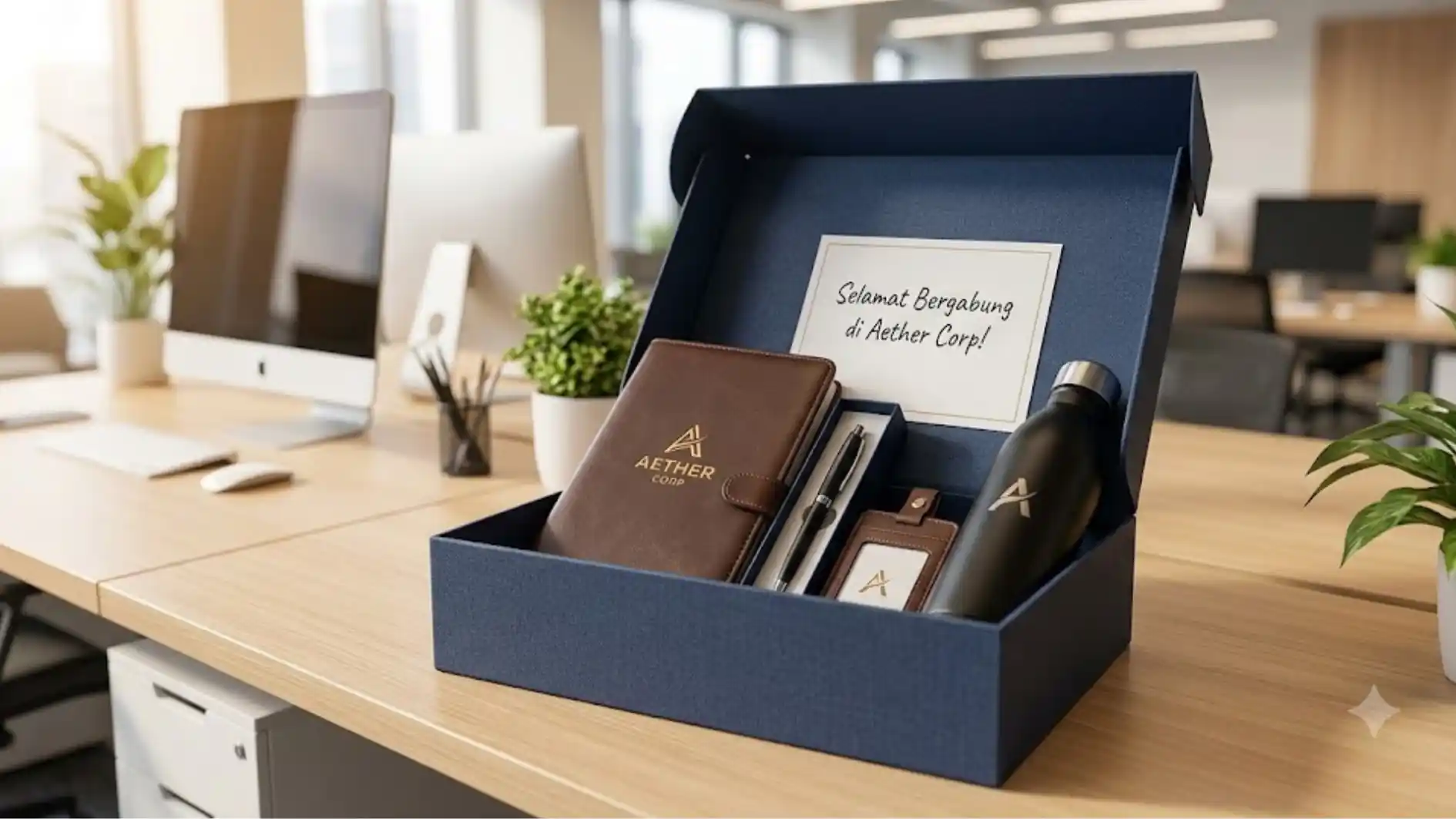 Employee welcome kit sebagai souvenir kantor premium