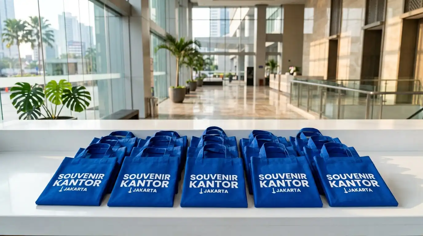 Deretan sampel bahan tas promosi dari Souvenir Kantor Jakarta